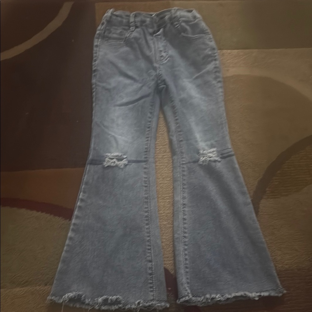 SHEIN Gray Flare Wide Leg Jeans